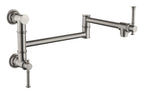 Wall mounted Pot Filler Faucet, Modern Brass Pot Filler Two-Attachment Wall Mount Folding Kitchen Pot Filler Swing Arm