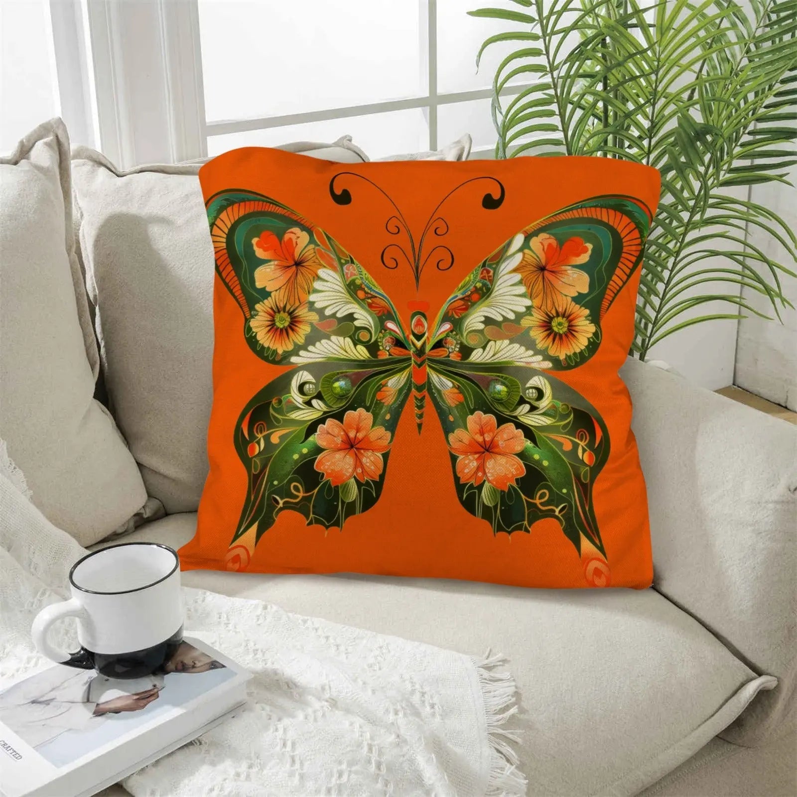 Retro Floral Butterfly Pillow Case Made in America Baha Ranch Western Wear