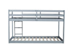 Solid Wooden , Solid Rubber Wooden Twin over Twin Floor Bunk Bed with Ladder ,Upper and Bottom Bed Platforms crafted with Strengthened Slats ,Grey