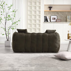 Cozy Beanbag Chair with High Resilience Foam Core for Two - Olive Green Chenille, 66x35x25 inches