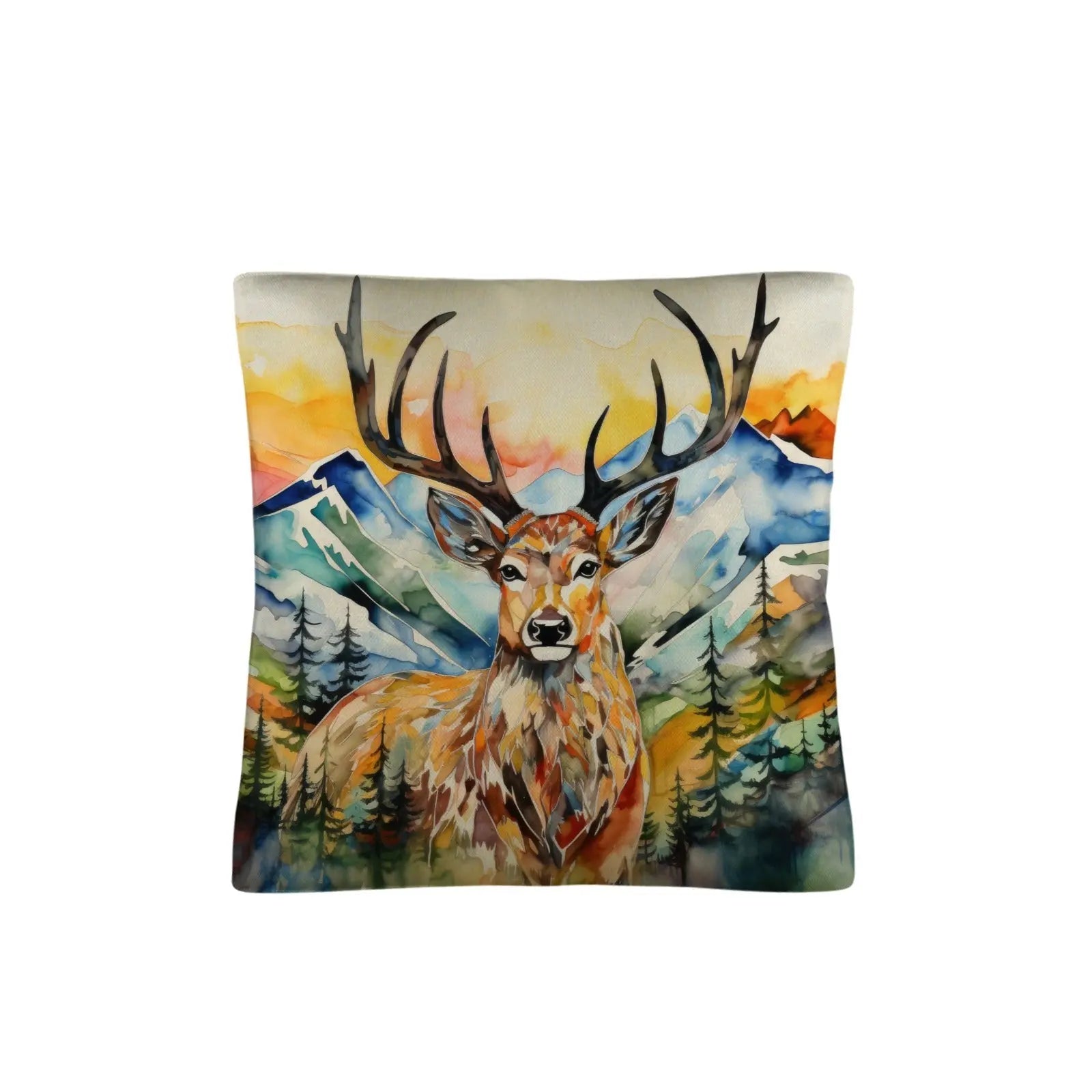 Watercolor Buck Hunting Pillow Case Made In America Baha Ranch Western Wear