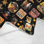 Baha Ranch Vintage Cowboy Collage Western Ultra Soft Minky Throw Blanket 60" x 80" Made in America Baha Ranch Western Wear