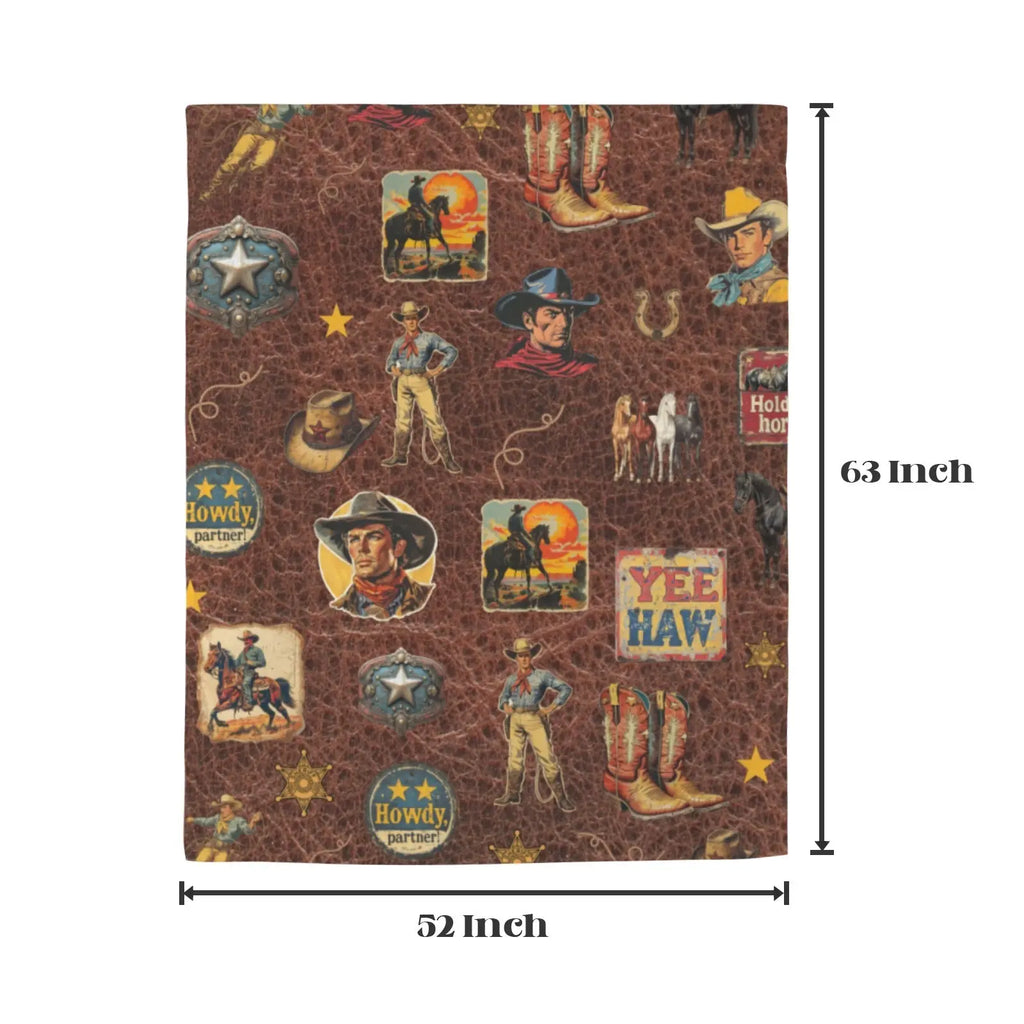 Vintage Cowboy Collage Western Curtains 52" x 63" Made in America Baha Ranch Western Wear