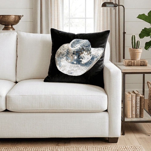 Baha Ranch Disco Hat Velvety Soft Pillow Cover Made in America Baha Ranch Western Wear