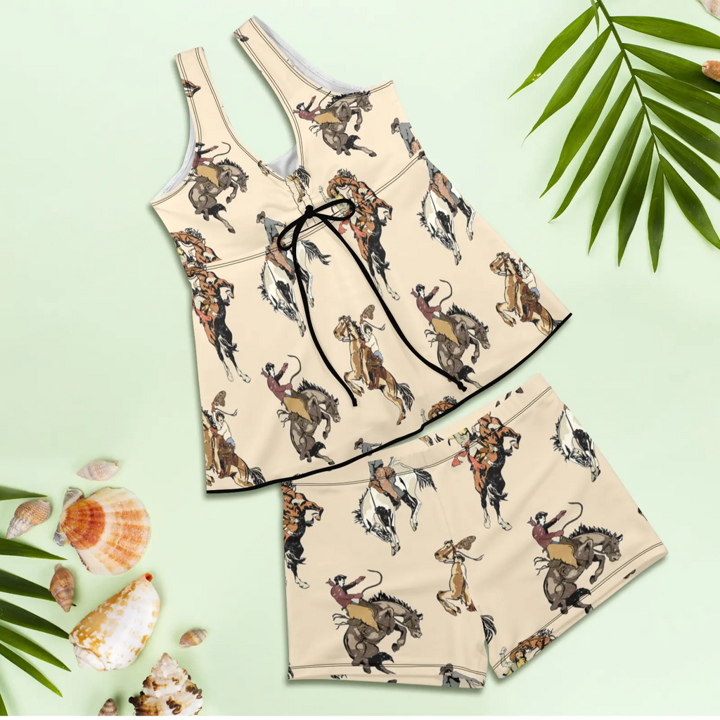 Baha Ranch Vintage Cowgirl Tankini & Boy Shorts Swim Set Baha Ranch Western Wear