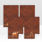 Monogrammed Initial Western Leather Look Saddle Longhorn Cowboy Cowgirl Kitchen Dish Towels Made in America Baha Ranch Western Wear