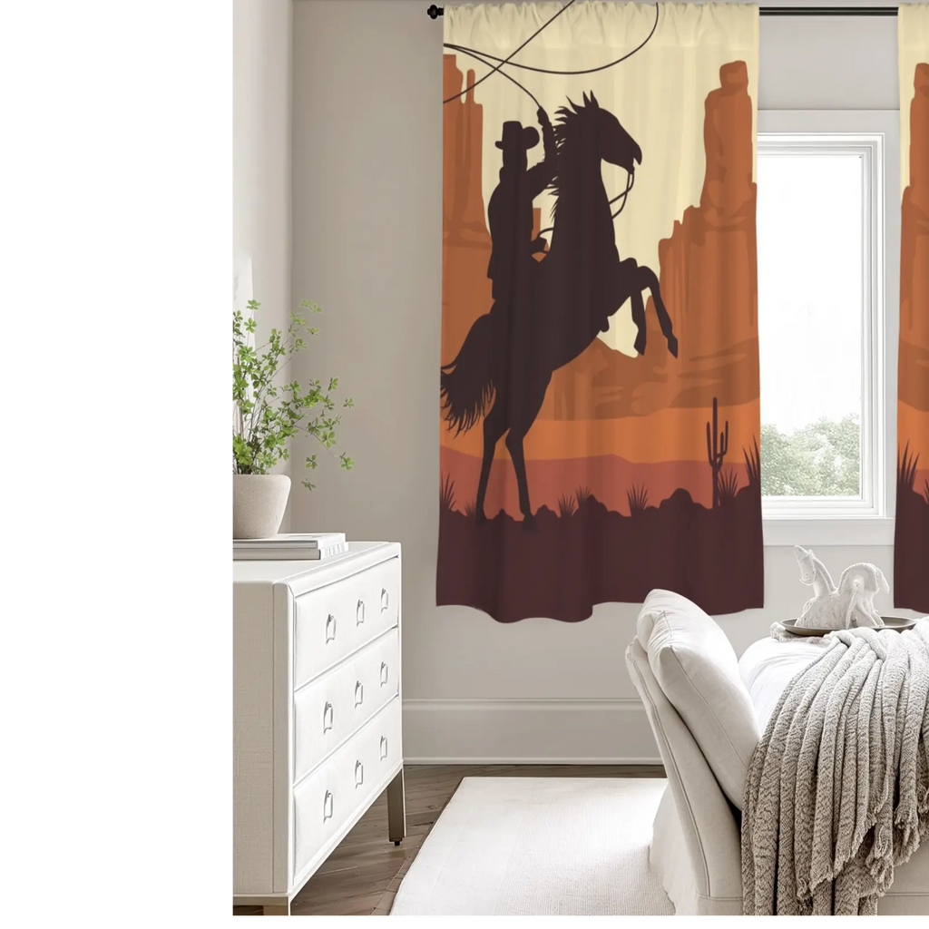 Desert Cowboy Curtains 52"x63" (2-Piece) Made in America Baha Ranch Western Wear