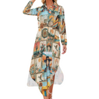 Colores de Mexico Pictures of the Southwest Button-Up Long Sleeve Shirt Dress Duster Baha Ranch Western Wear