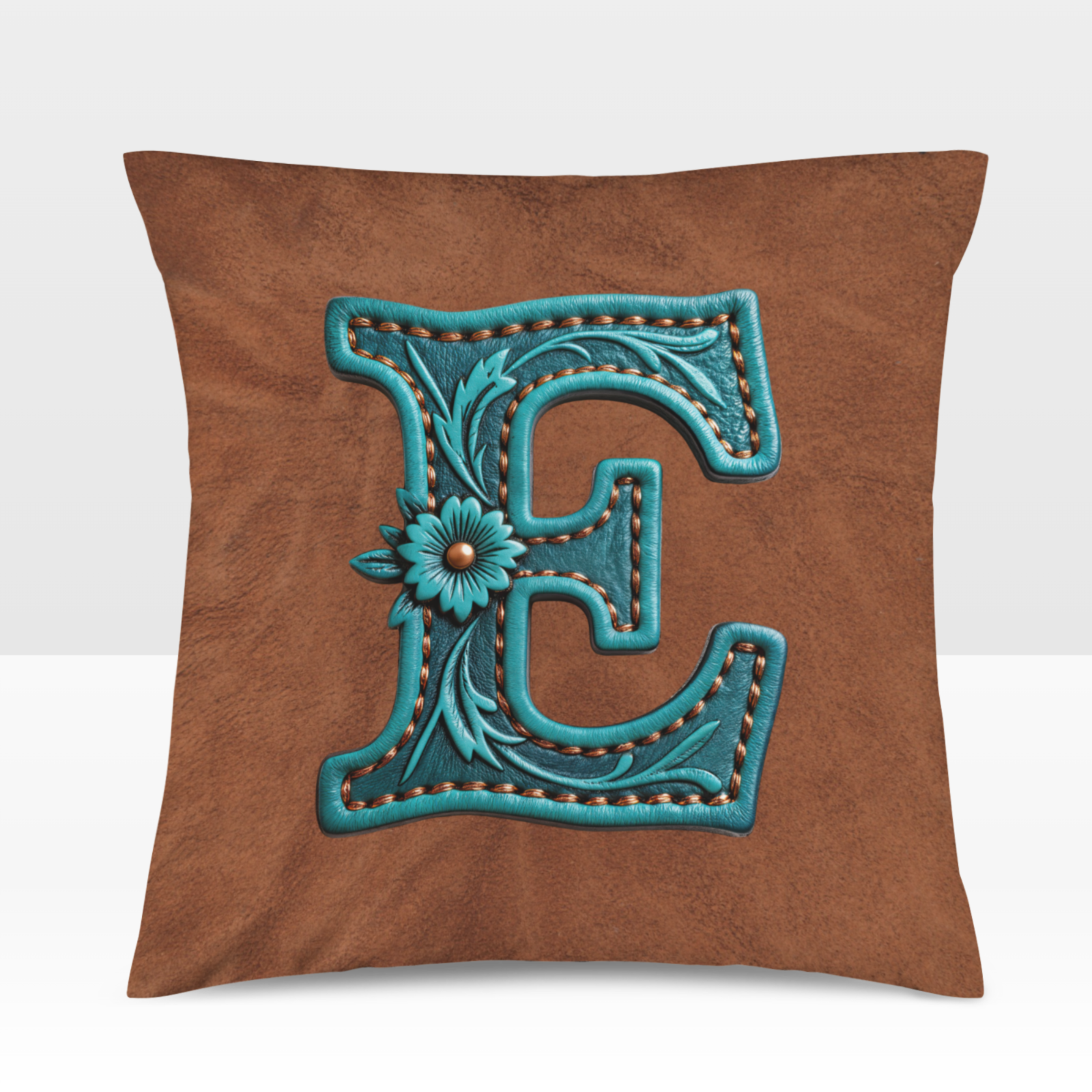 Baha Ranch Velvety Soft Western Tooled Initial Personalized Pillow Cover Made in America Baha Ranch Western Wear