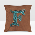 Baha Ranch Velvety Soft Western Tooled Initial Personalized Pillow Cover Made in America Baha Ranch Western Wear
