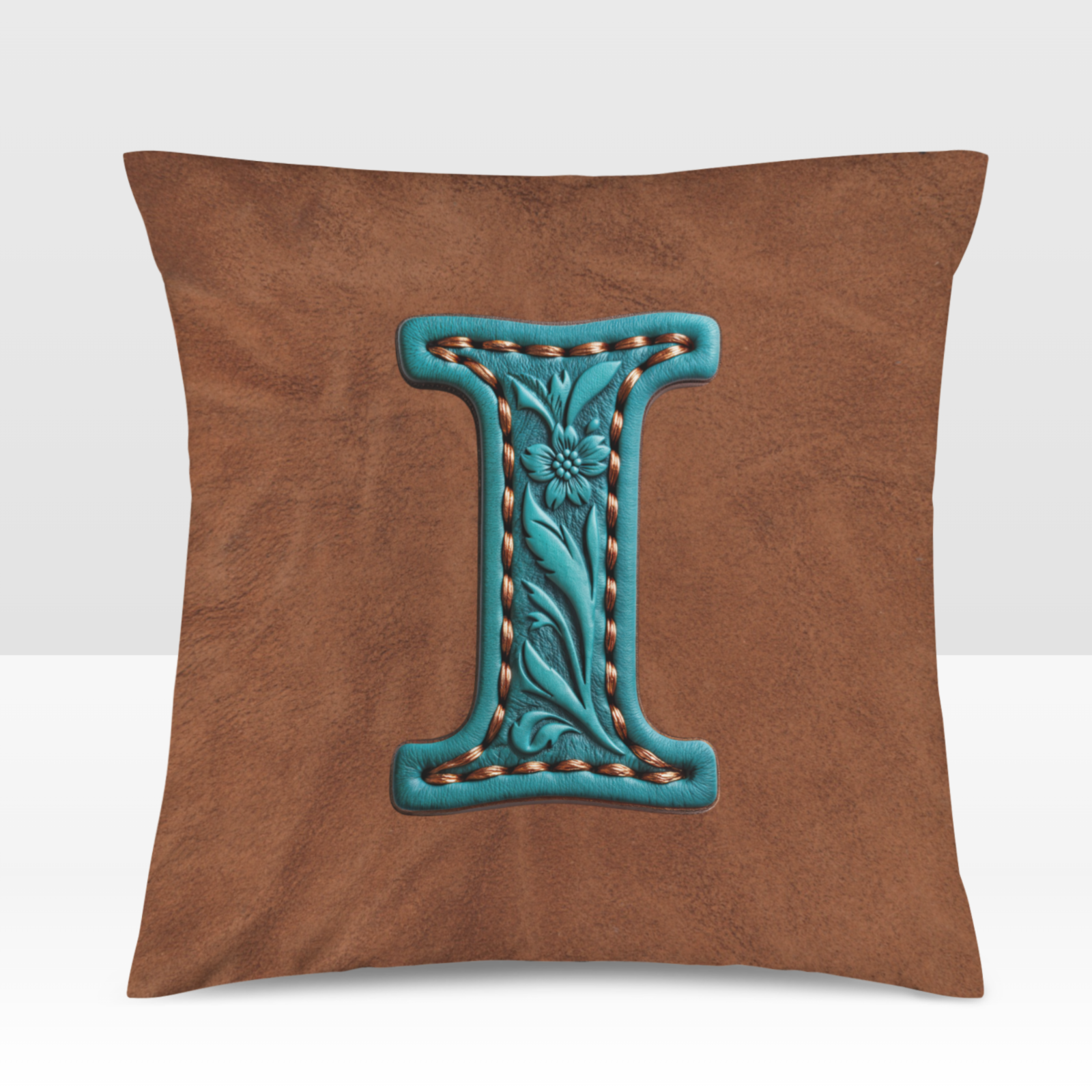 Baha Ranch Velvety Soft Western Tooled Initial Personalized Pillow Cover Made in America Baha Ranch Western Wear