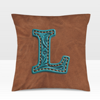 Baha Ranch Velvety Soft Western Tooled Initial Personalized Pillow Cover Made in America Baha Ranch Western Wear