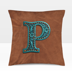 Baha Ranch Velvety Soft Western Tooled Initial Personalized Pillow Cover Made in America Baha Ranch Western Wear