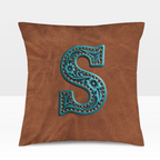 Baha Ranch Velvety Soft Western Tooled Initial Personalized Pillow Cover Made in America Baha Ranch Western Wear