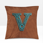 Baha Ranch Velvety Soft Western Tooled Initial Personalized Pillow Cover Made in America Baha Ranch Western Wear