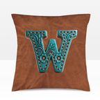 Baha Ranch Velvety Soft Western Tooled Initial Personalized Pillow Cover Made in America Baha Ranch Western Wear