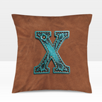 Baha Ranch Velvety Soft Western Tooled Initial Personalized Pillow Cover Made in America Baha Ranch Western Wear