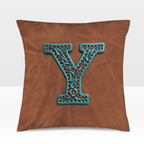 Baha Ranch Velvety Soft Western Tooled Initial Personalized Pillow Cover Made in America Baha Ranch Western Wear