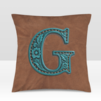 Baha Ranch Velvety Soft Western Tooled Initial Personalized Pillow Cover Made in America Baha Ranch Western Wear