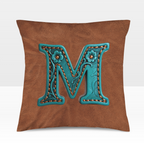 Baha Ranch Velvety Soft Western Tooled Initial Personalized Pillow Cover Made in America Baha Ranch Western Wear