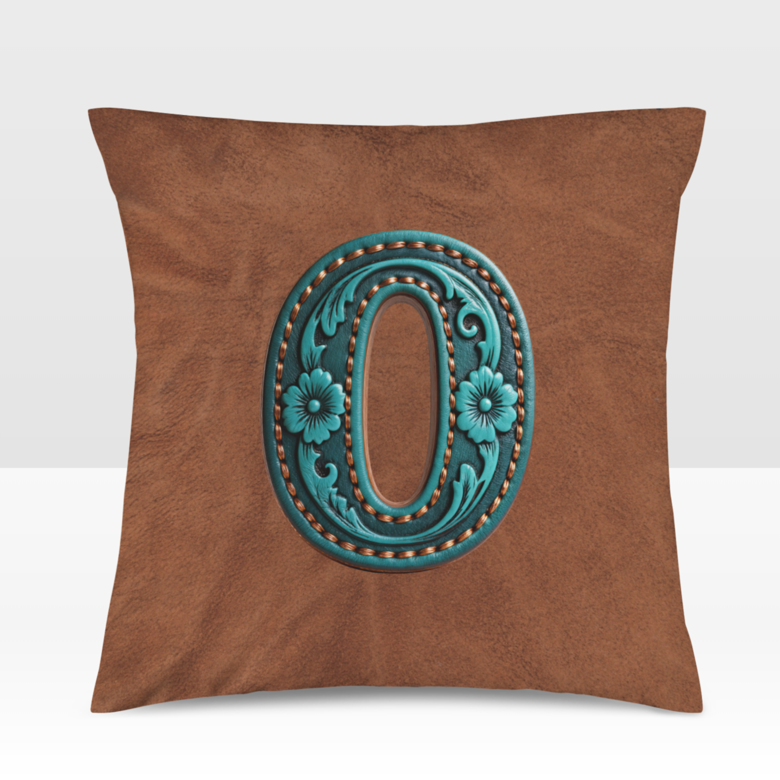 Baha Ranch Velvety Soft Western Tooled Initial Personalized Pillow Cover Made in America Baha Ranch Western Wear
