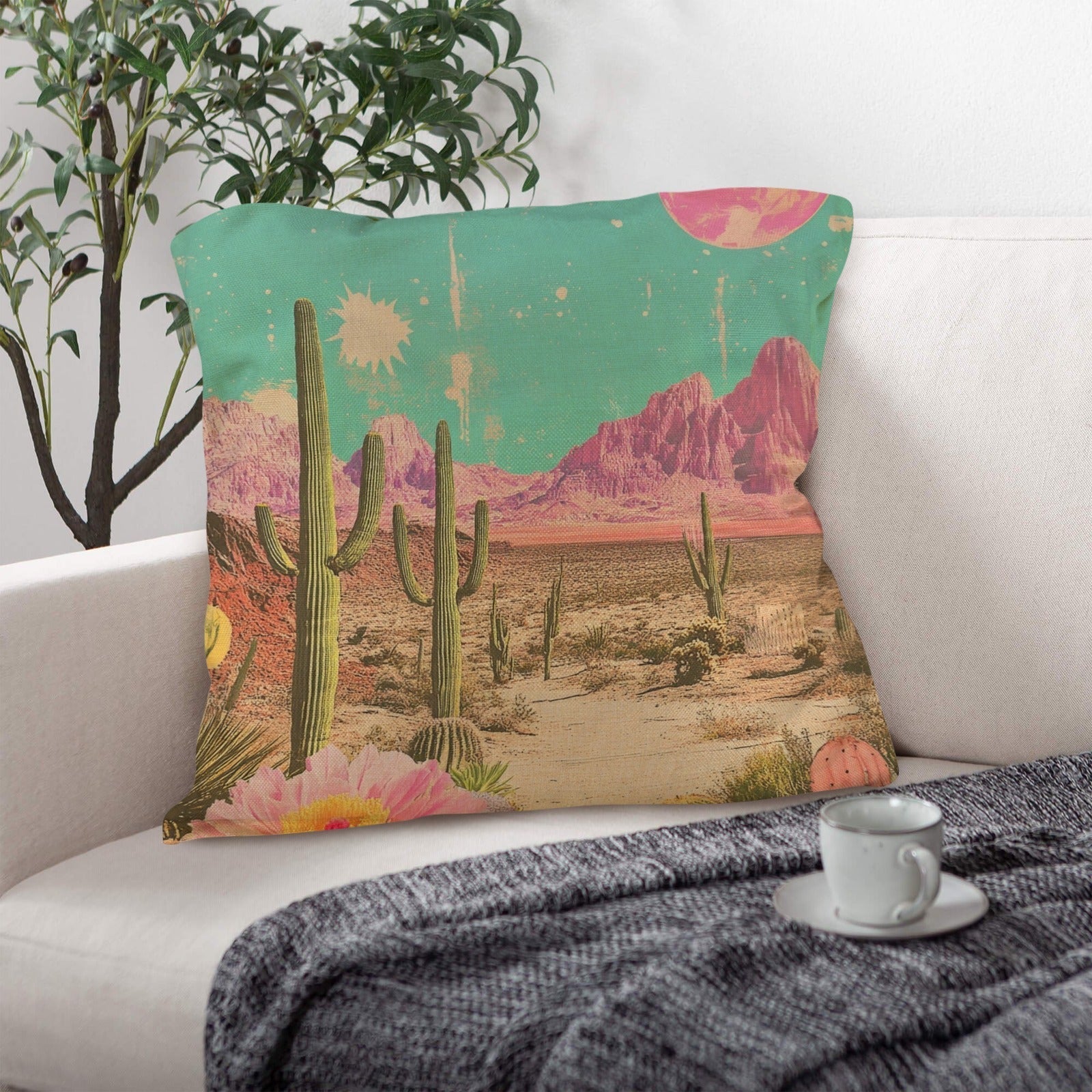 Baha Ranch Retro Pop Western Purple Mountain Desert Pillow Case Made in America Baha Ranch Western Wear