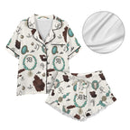 Baha Ranch Brands and Turquoise Western Satin Pajamas  Short Pajama Set Baha Ranch Western Wear