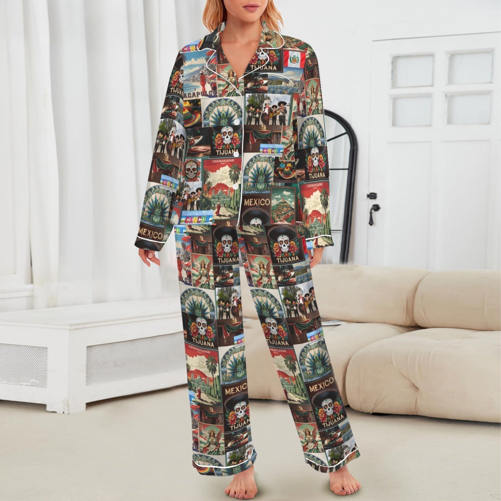 Baha Ranch Colores De Mexico Destination Mexico Satin Pajamas Baha Ranch Western Wear