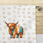 Set of 4 Minimalistic Western Highland Cow Cattle Brands Kitchen Towels Made in America Baha Ranch Western Wear