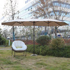 14.8 Ft Double Sided Outdoor Umbrella Rectangular Large with Crank ( khaki )(No Base)