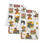 Vintage Cowboy Collage Dish Towel Set of 2 Made in America Baha Ranch Western Wear