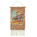 Saddle Up Western Wall Decor Linen Hanging Poster with Fringe Made in America Baha Ranch Western Wear