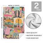 Retro Pop Western set of 2 Kitchen Dish Towels Made in America Baha Ranch Western Wear