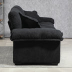 84' Chenille Sofa Small Sofa Loveseat Deep Seat Sofa Couch with 2 Throw Pillows & Memory Foam for Living Room Apartment Office Lounge-Black