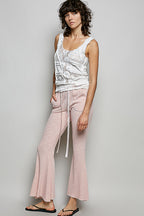 POL Drawstring Textured Ribbed Knit Pants