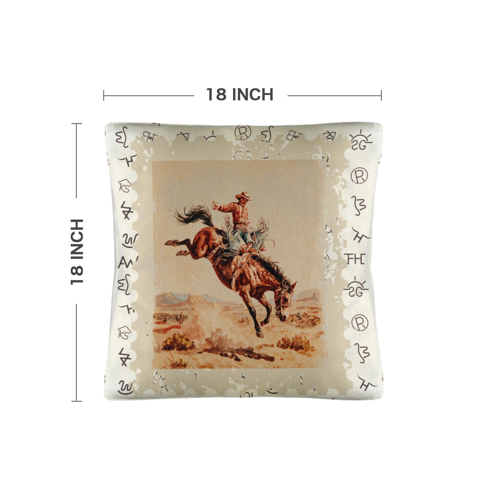 Baha Ranch Vintage Rodeo Stamp Throw Pillow Made in America Baha Ranch Western Wear