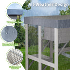 70.5＂ Tall Wooden Catio Outdoor Cat Enclosure, Gray Cat House Large Solid Wood Cage Playpen with 6 Jumping Platforms & 2 Napping Houses, Movable tarp cover