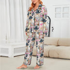Baha Ranch Danilo Painted Cowgirl Western Satin Long Pajama Set Baha Ranch Western Wear