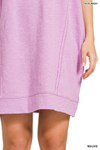 Zenana Washed Slub Short Sleeve Dress With Pockets