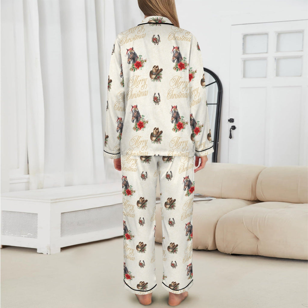 Baha Ranch Christmas Horses Satin Western Pajamas Baha Ranch Western Wear