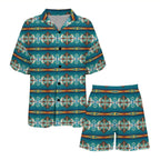 Baha Ranch Teal Aztec Women's Pajama Set Made in America Baha Ranch Western Wear