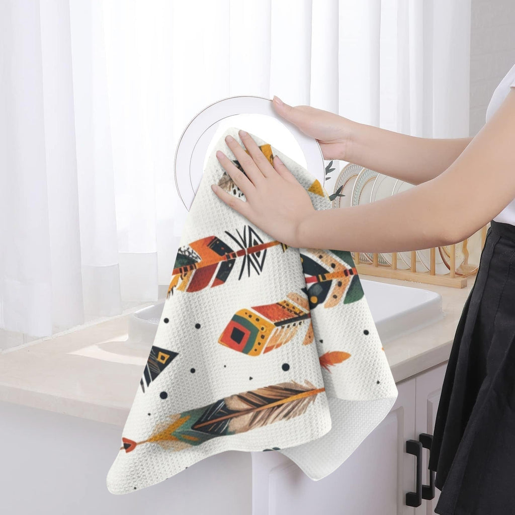 Southwestern Feathers Set of 2 Dish Towels Made in America Baha Ranch Western Wear