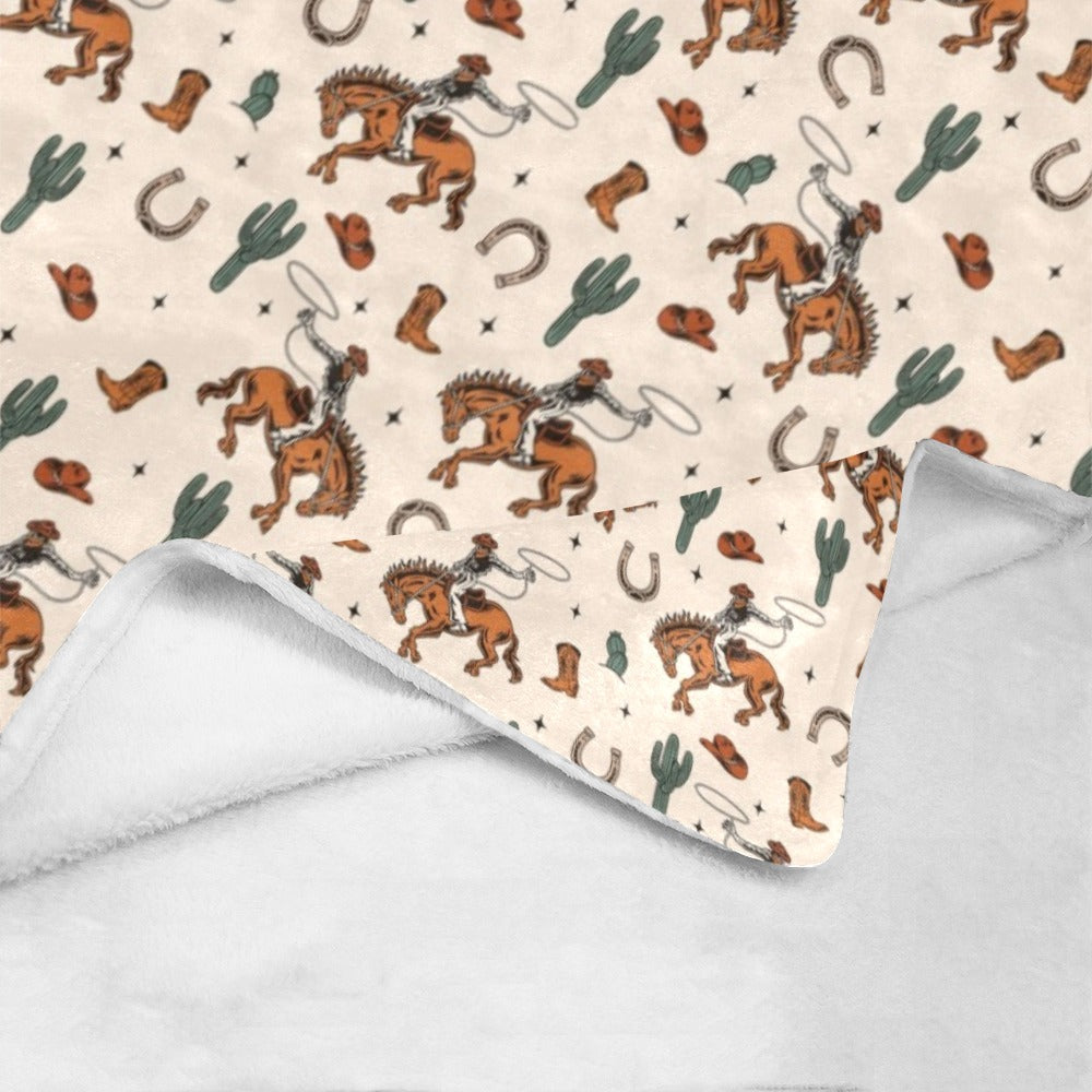 Rodeo Cowboy Throw Blanket Ultra-Soft Micro Fleece Blanket 60" x 80" Made in America Baha Ranch Western Wear