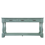 63inch Long Wood Console Table with 3 Drawers and 1 Bottom Shelf for Entryway Hallway Easy Assembly Extra-thick Sofa Table ( Retro Blue)