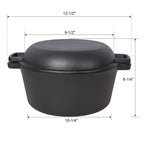 3 in 1 Pre-Seasoned Cast Iron Dutch Oven, Outdoor Camping Deep Pot, 5 Quart. Cover As A Skillet with Ribbed Bottom Design. With 1PC Iron Pot Rack, 1PC Lid Lifter.