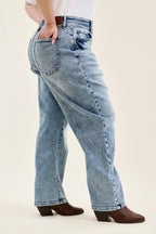 Judy Blue Full Size High Waist Marlow Arc Leg Jeans with Double Waistband Plus Size