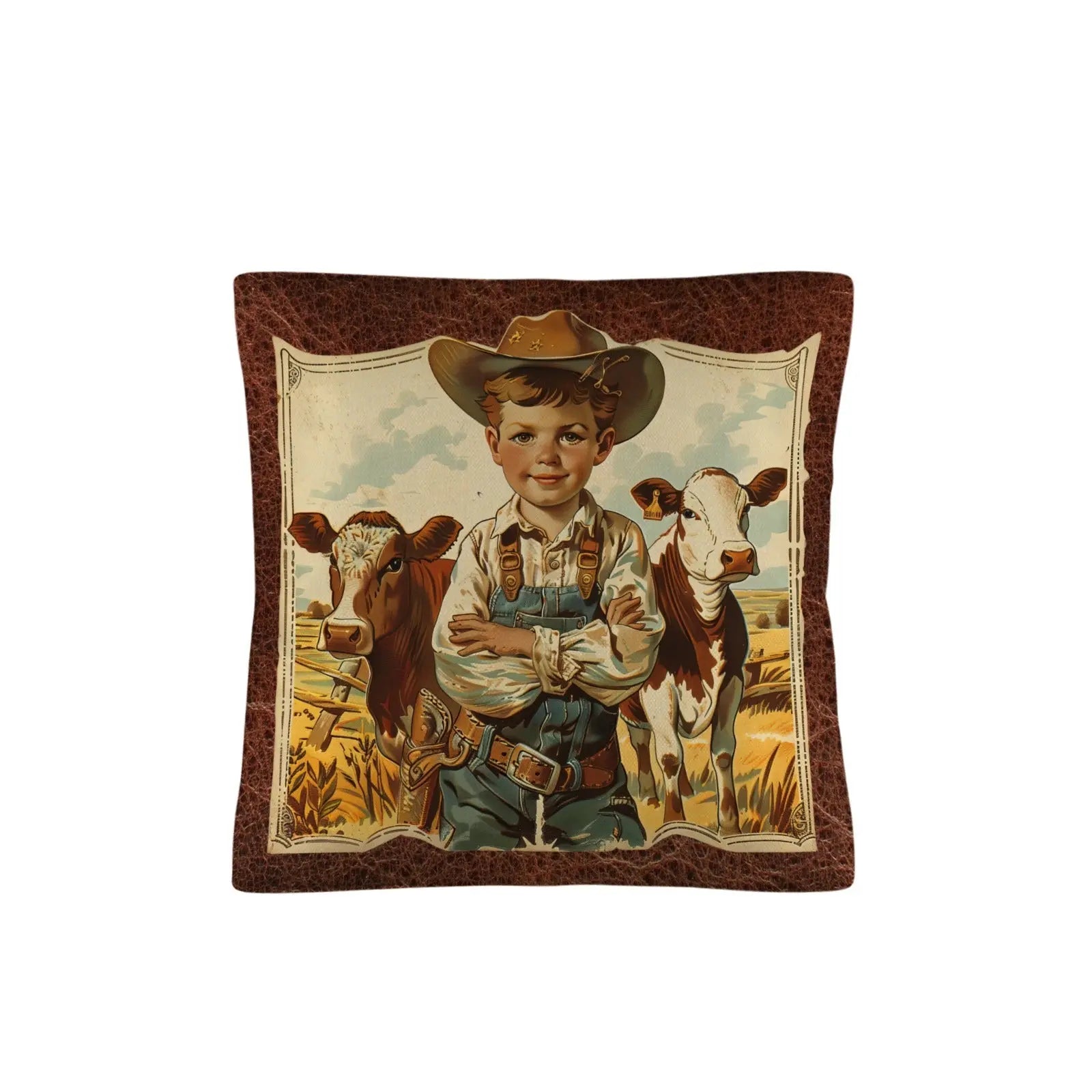 Vintage Cowboy Pillow Case Made in America Baha Ranch Western Wear