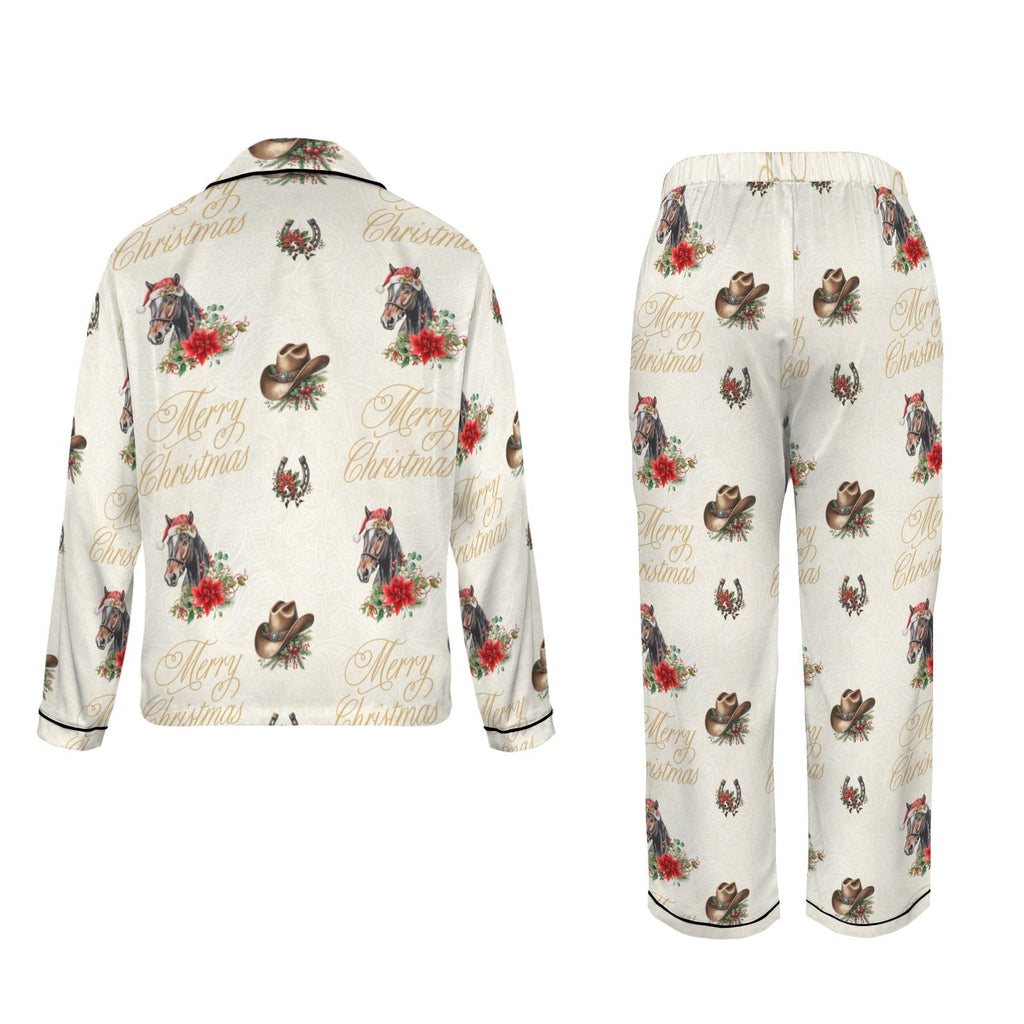 Baha Ranch Christmas Horses Satin Western Pajamas Baha Ranch Western Wear
