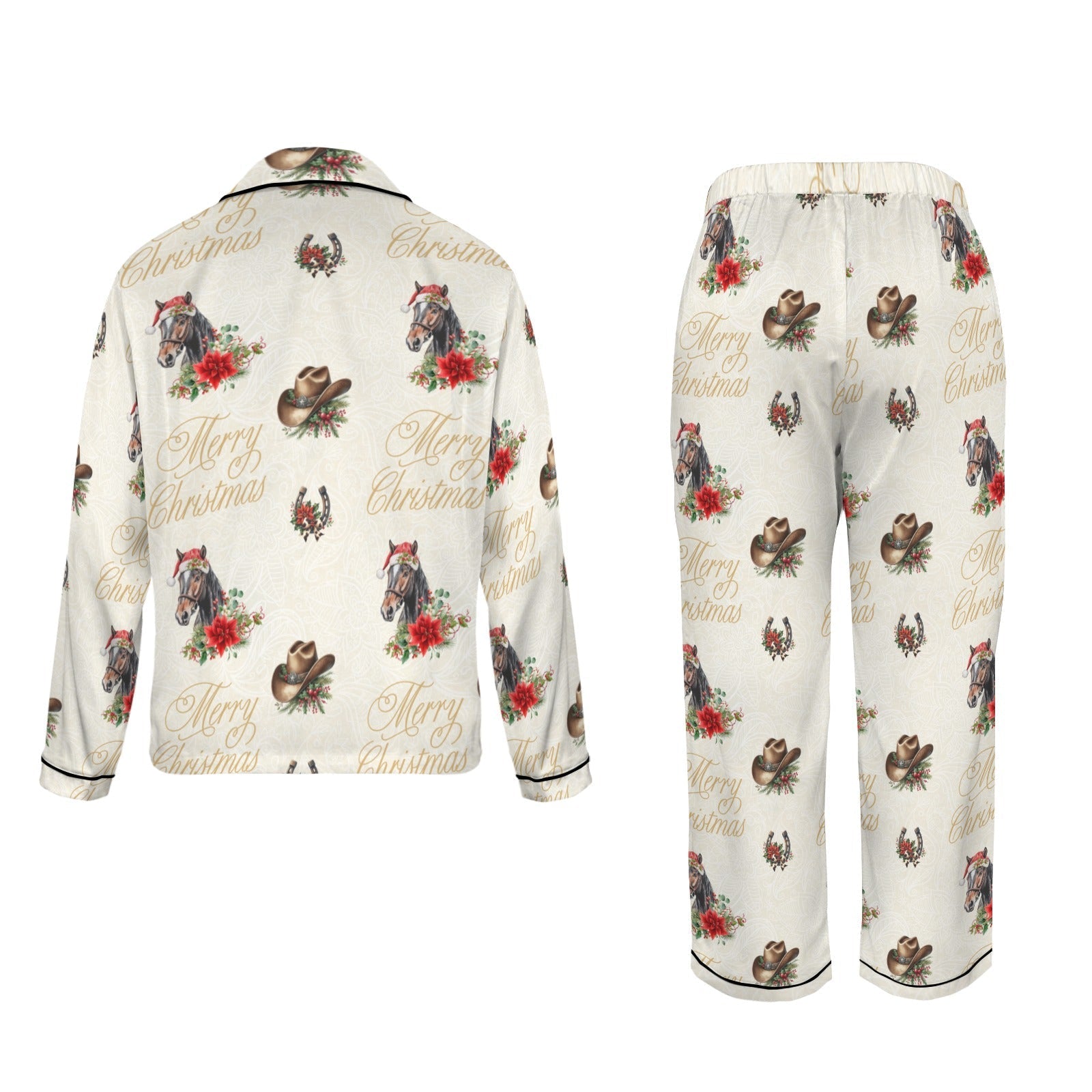 Baha Ranch Christmas Horses Satin Western Pajamas Baha Ranch Western Wear