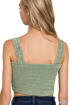 Zenana Seamless Winkle Stone Washed Bra Top